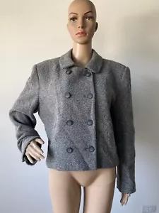Jones New York grau Wollmischung Jacke Mantel zweireihig Knopfverschluss 16 /XL - Bild 1 von 12