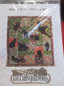 UNCUT Vintage HERE A KITTY, THERE A KITTY CAT Quilting PATTERN - 2009 -66" x 72" - Picture 1 of 2