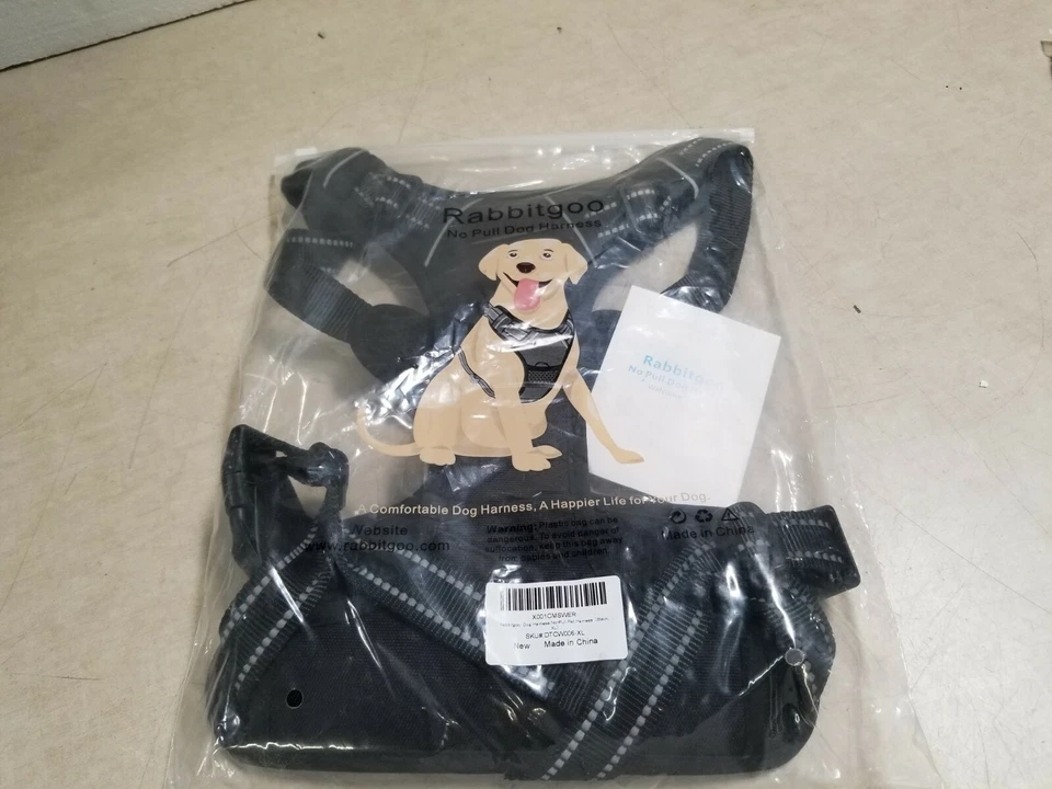 RABBITGOO Dog Harness Large No-pull Pet Adjustable Oxford Black 45 to 80 Lbs