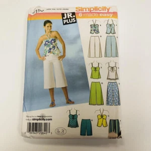 Simplicity Sewing Pattern 4150 Jrs Gauchos Shorts Tops Sz 15/16+-25/26+ Uncut - Picture 1 of 2