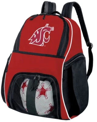 Mochila de pelota de fútbol de la Universidad Estatal de Washington o WSU Cougars voleibol deporte Foto 1 de 4