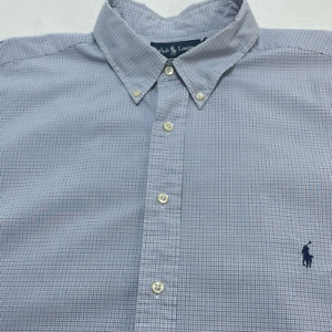 Polo Ralph Lauren Men's Dress Shirt - Blue Plaid - Size 18.5x36/37 (XXL - Tall)