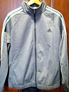 Men's XL Adidas 3 Stripe Zip Up Track Jacket Gray/Mint Polyester FREE SHIPPING! - Picture 1 of 8