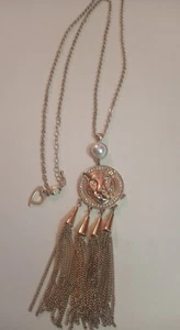 Thalia Sodi Goldtone Lioness Multi Tassle Long Chain Crystal Faux Pearl Necklace - Picture 1 of 5