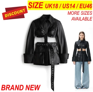 H&M Designer β¨ ROKH BELOW RRP CHEAP π₯ BRAND NEW β
CUT OUT LEATHER BLAZER SIZE L - Picture 1 of 11