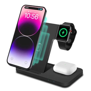 3in1 Wireless Ladegerät Charger Ladestation Für Apple Watch S9 iPhone 15 Pro 14 - Bild 1 von 20