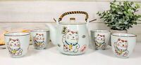 Japanese Lucky Cat Maneki Neko Ceramic Tea Set 1 Teapot X2 Tea Cups X1 Strain 
