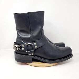 Harley Davidson Boots Men 13 Black Leather Classic Biker Harness Ring Chain Shoe - Picture 1 of 14