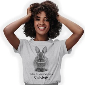 Today I'm Identifying as a Rabbit Printed Adults and Kids T-Shirt Birthday Gift - Picture 1 of 4