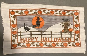 Vintage Happy Halloween Door Mat Rug Decoration WITCH-CAT PUMPKIN-SCARY-RARE! - Picture 1 of 1