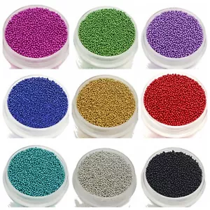 Cuentas de caviar de vidrio de 30 gramos micro cuentas 3D arte en uñas almacenamiento sin orificios de 0,8-1 mm - Imagen 1 de 21