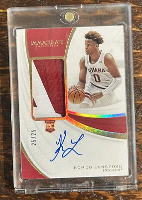 2019 Panini Immaculate Collection Romeo Langford Rookie RC Patch Auto RPA /25 - Image 1 of 2