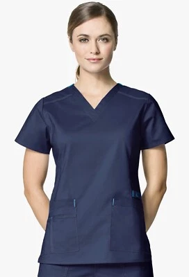 NWT WonderWink WonderFLEX Navy V-Neck Scrub Top 6108 Women's Size S - Image 1 of 2