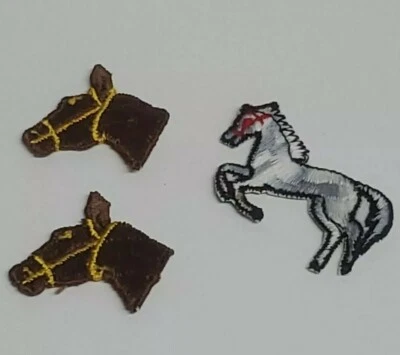 VINTAGE HORSE APPLI-K MOTIFS  3 SMALL  PATCHES, SEWING, NEW, Stallion - Image 1 of 4