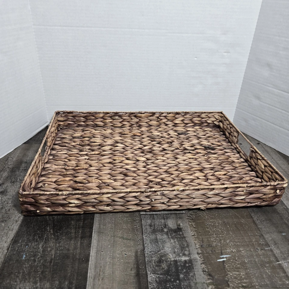 水风信子编织长方形服务托盘金属框架大号15x21 OD  — 第 1/4 张图片