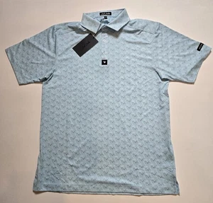 Bad Birdie Camicia Uomo Media Performance Golf Polo AOP Blu Chiaro Bianco Fenicottero - Foto 1 di 8
