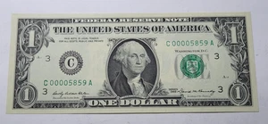 Series 1969 Philadelphia Fed Res $1 Note 4-Digit Ser #00005859 ~Gem Uncirculated - Picture 1 of 8