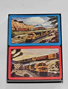 Carte da gioco ferrovia Santa Fe vintage/nuove 2 mazzi custodia plastica originale/A/50 - Foto 1 di 4