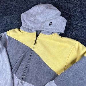 Volcom Slant Sherpa Zip Hoodie Men’s L Gray Yellow Colorblock Fleece Lined - Picture 1 of 16