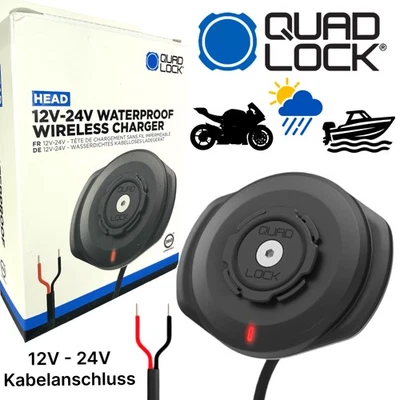 Quad Lock Wetterfest Wireless Motorrad Boot Handy Lade Station 12-24V - Bild 1 von 4
