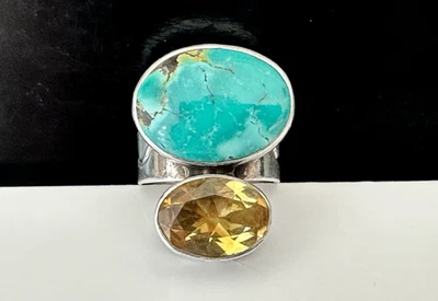 Mars and Valentine Sterling Silver Ring Turquoise Citrine Echo of the Dreamer - Image 1 of 4