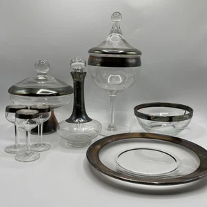 Piatti caramelle vintage Dorothy Thorpe bicchieri cordiali e decanter foderati argento - Foto 1 di 20