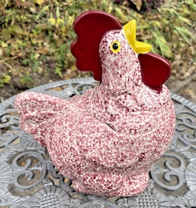 Vintage MCM rot gesprenkelter Hahn Doranne of California Keks Keksdose Dekor - Bild 1 von 10