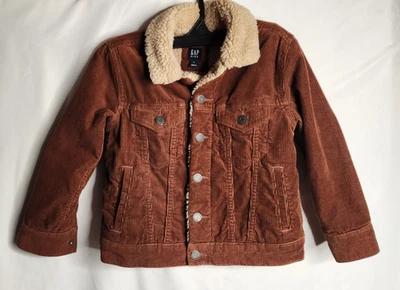 Gap Kids Corduroy Sherpa lined Jacket Size 4-5 Sable Brown - Image 1 of 4