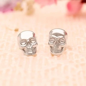 Halloween Style 925 Silver Skull Stud Earrings Punk Rock Jewelry for Men & Women - Picture 1 of 6