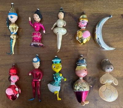 LOT OF RARE VINTAGE DE CARLINI CHRISTMAS ITALIAN GLASS ORNAMENTS (Damage) - Image 1 of 4