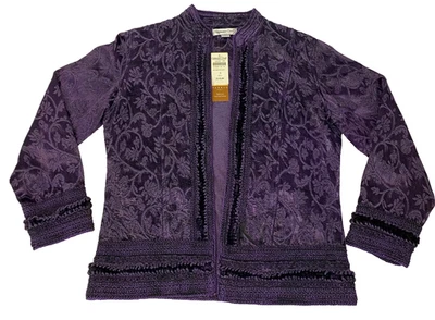 Coldwater Creek Jacket Purple Brocade Jacquard Floral Size S - New With Tag - Image 1 of 4