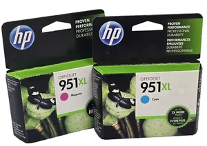 Genuine HP Sealed Ink Cartridge HP 951XL Cyan & Magenta Exp 2016/2017 NEW - Picture 1 of 5
