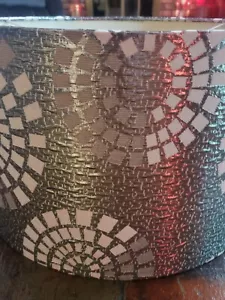 Large Drum Lampshade Silver With Geometric Design Contemporary - Picture 1 of 7