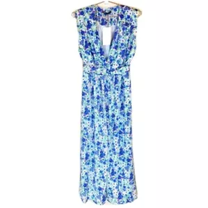 Abito midi donna ZARA XL blu senza maniche stampa floreale nuovo con etichetta - Foto 1 di 8