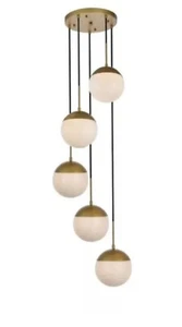 Living District by Elegant Lighting LD6078BR Eclipse 5 Lights Brass Pendant - Picture 1 of 5