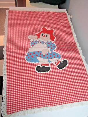Manta/Edredón Bebé De Colección RAGGEDY ANN & ANDY Apliques con Rick-Rack-41"x29"-Guinga Foto 1 de 4