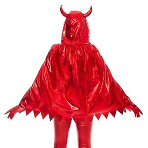 Claire's Metallic Hooded Devil Cape With Horns Red Women's/Girls One Size New