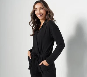 Attitudes By Renee French Terry Mock Jumpsuit Black M New - Picture 1 of 1