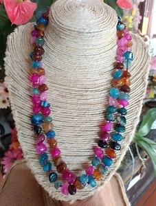 Collana cm 120 AGATA MULTICOLORE nuova - Foto 1 di 16