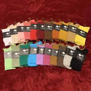 Women's Solid Casual Colorful Crew Cotton Socks Fashion  - Picture 1 of 2