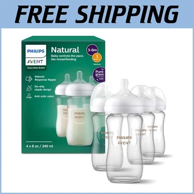 Philips BPA-Free 8oz Natural Glass Baby Bottles with Anti-Colic Nipples - 4 Pack - Image 1 of 4