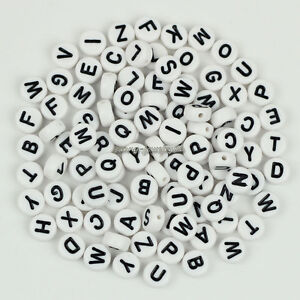500 Mixed Acrylic Flat Round Disc Alphabet Letter Spacer Beads 7x4mm,Pick Color