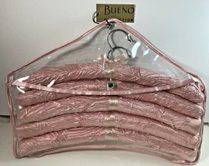 Pale Pink Crinkled Satin Padded Clothes Hangers 5 Pack 16" - Picture 1 of 9