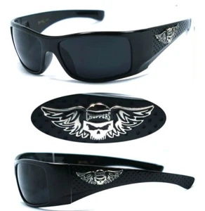 Choppers Bikers Mens Designer Sunglasses Black Frame Smoke Lens C42 - Picture 1 of 2