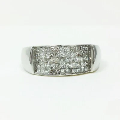 Anillo invisible de boda de diamantes talla princesa para hombre de oro blanco de 14 quilates talla 7,5 Foto 1 de 4