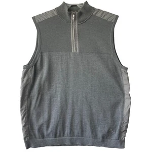 Tommy Bahama Vest Men L Pullover 1/4 Zip Gray Sleeveless Golf Sweater Casual - Picture 1 of 13