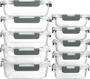 20-tlg. Glas Frischhaltedosen Set – auslaufsicher, BPA-frei, mikrowellengeeignet - Bild 1 von 12