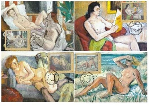 Romania 2020 - Nudes in Romanian Painting carte maximum set - Foto 1 di 1