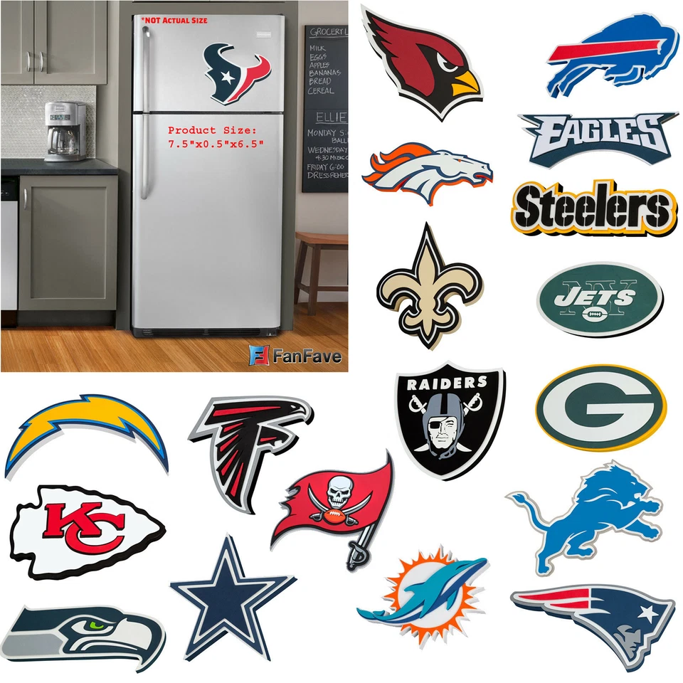 NFL Elige tu equipo 32 equipos imán de espuma 3D hogar oficina bar decoración - Hecho en EE. UU. Foto 1 de 1