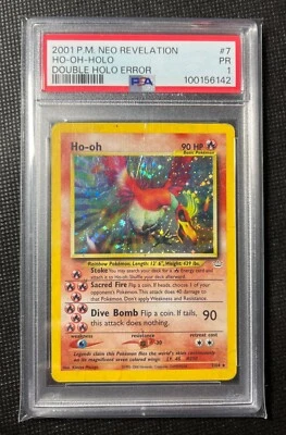 Pokemon PSA 1 Neo Revelation Double Holo Error Ho-oh Holo 7/64 (Swirl) *POP 4* - Image 1 of 2